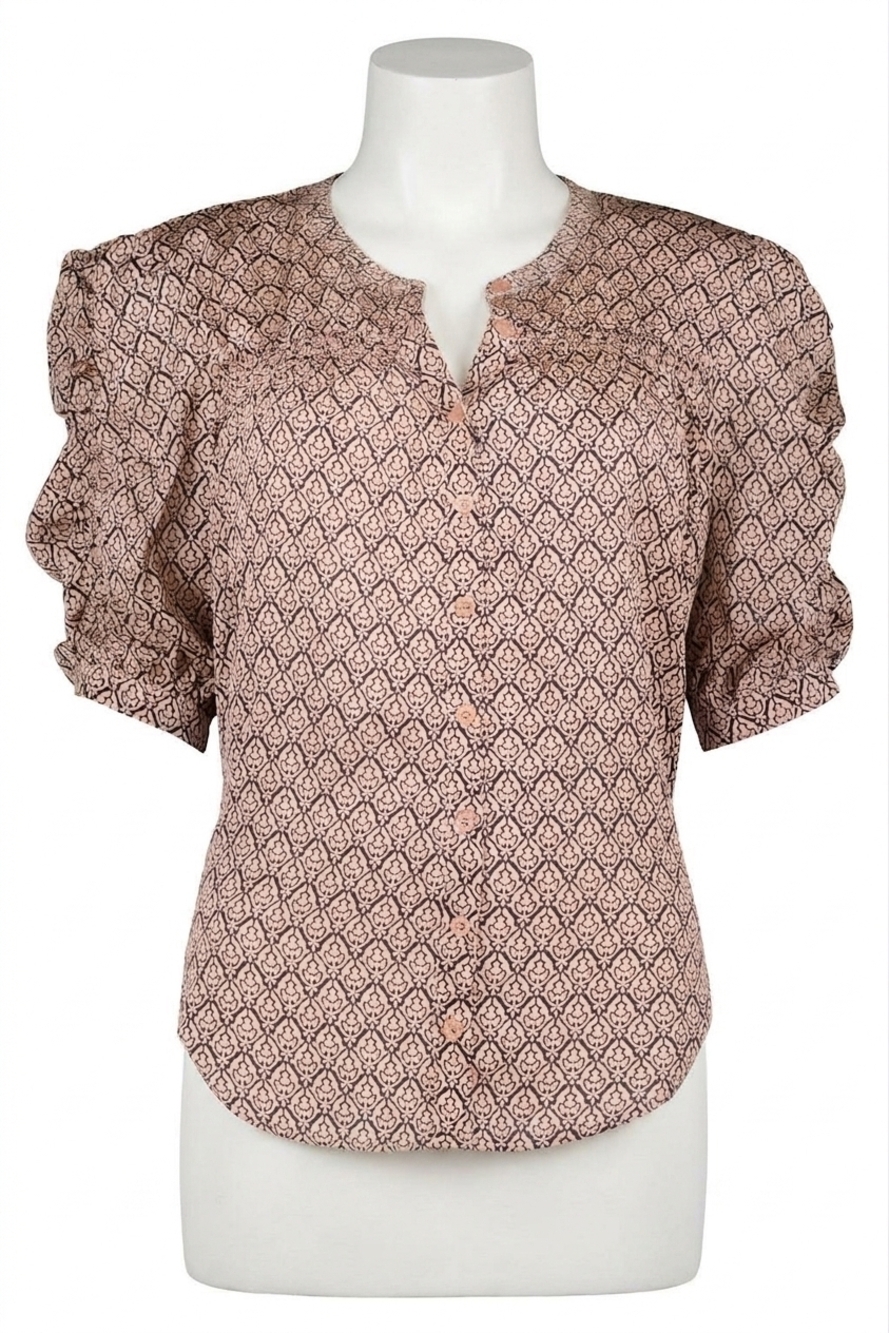 NEW BISHOP + YOUNG bohemian rhapsody rachel ruched sleeve blouse in rhapsody pri